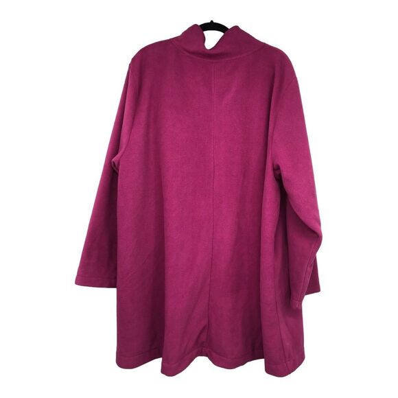 Woman Within Plus Size 2X Oversized Pink Coat, Wash n Wear Fleece, Sateen liner - Picture 2 of 8